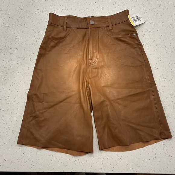 FRAME Leather Bermuda Shorts - Picture 4 of 11